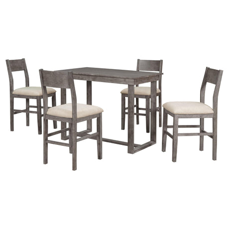 LUMISOL 5-Piece Grey Farmhouse Counter Height Dining Set with Upholstered Chairs LUMISOL