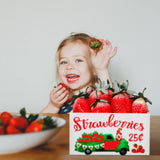 Marsui Tiered Tray Decor Mini Wooden Crate Rustic Farmhouse Wood Box with Decorative 8 Faux Strawberry Sunflower Lemons for Summer Home Party Decor Table Centerpiece(Strawberry Style) Marsui