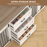 ADOFFUR 94.5" Large Dog Crate Furniture for 2 Dogs, Wooden Double Dog Kennel Furniture with 3 Drawers, Heavy Duty Indoor Furniture Style Dog Crate/TV Stand - White ADOFFUR