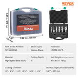 VEVOR Annular Cutter Set, 6 pcs Weldon Shank Mag Drill Bits, 1" Cutting Depth, 1/2" to 1-1/16" Cutting Diameter, M2AL High-Speed Steel, with Pilot Pin and Portable Case, for Using with Magnetic Drills VEVOR