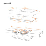 Mcltopz Extendable Coffee Table with with Hidden Storage and LED Lights, Modern 41.3''-76.7'' Rectangular High-Gloss Adjustable Center Table Cocktail Tea Table with Multiple Storage Compartments Black Mcltopz