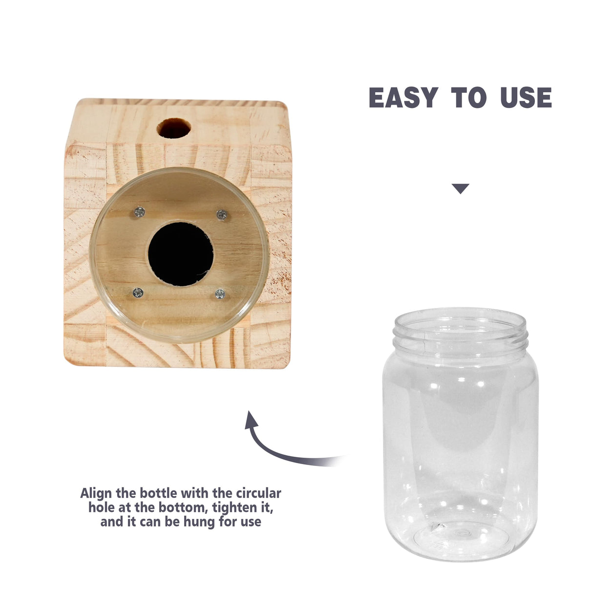 2 PCS Wood Carpenter Bee Trap for Outside - Best Bee Trap - Cube Style Nature Hanging Carpenter Bee Traps Plastic Jar Outdoor - Insect Traps Best Bee Trap