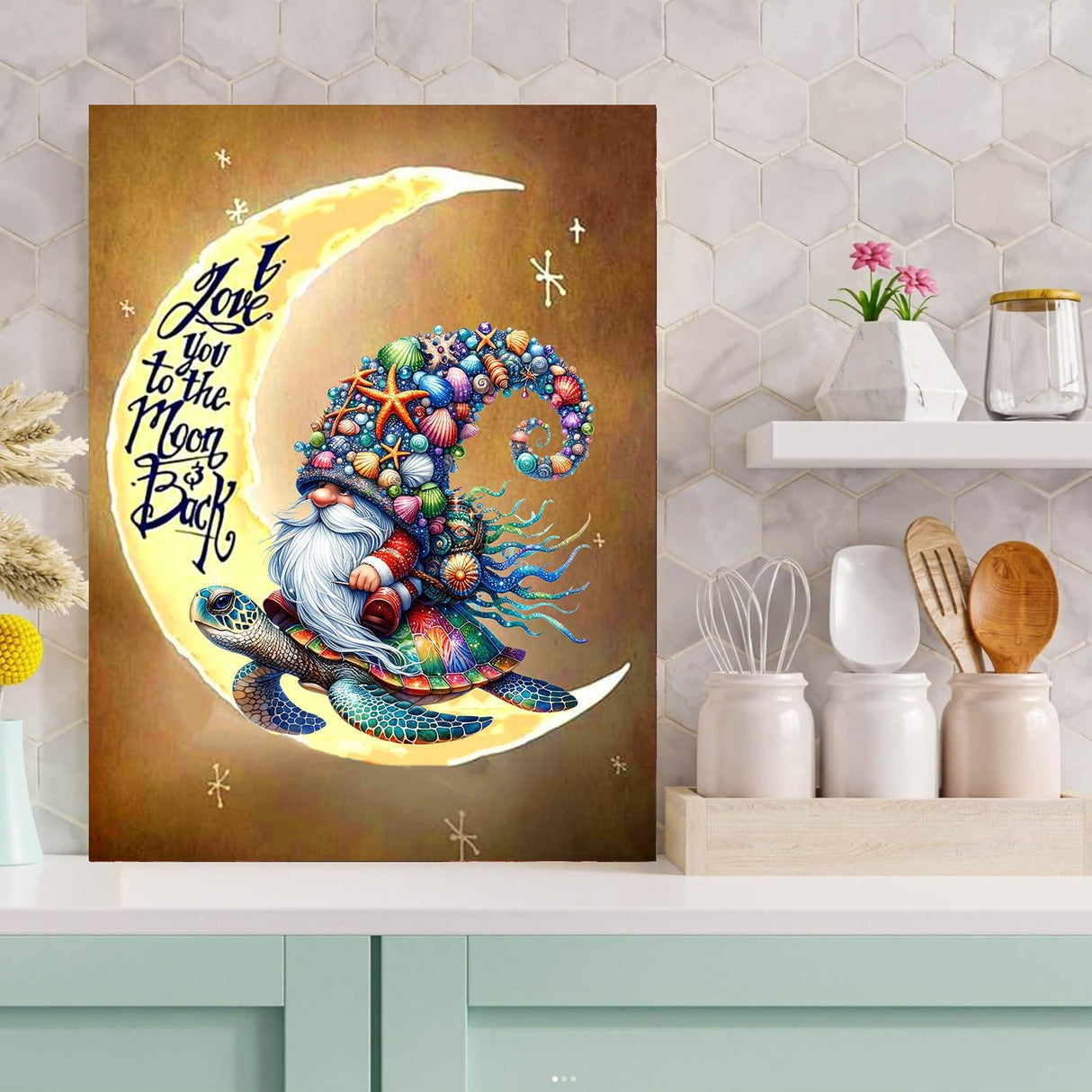5D Diamond Painting Kits for Adults Moon Gnome Diamond Art Kits for Adoults DIY Full Round Paint with Diamond Art Dots Moon Turtle Gem Art Painting Crafts for Home Wall Decor 11.8x15.7inch Meothan