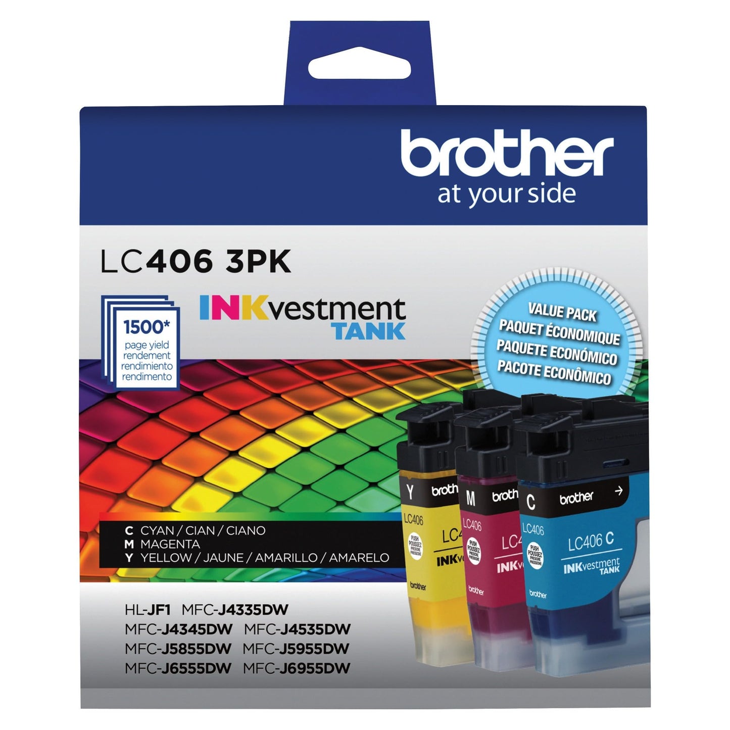 Brother LC4063PK 3 Pack of Standard Yield Cyan, Magenta and Yellow -Ink -Cartridges