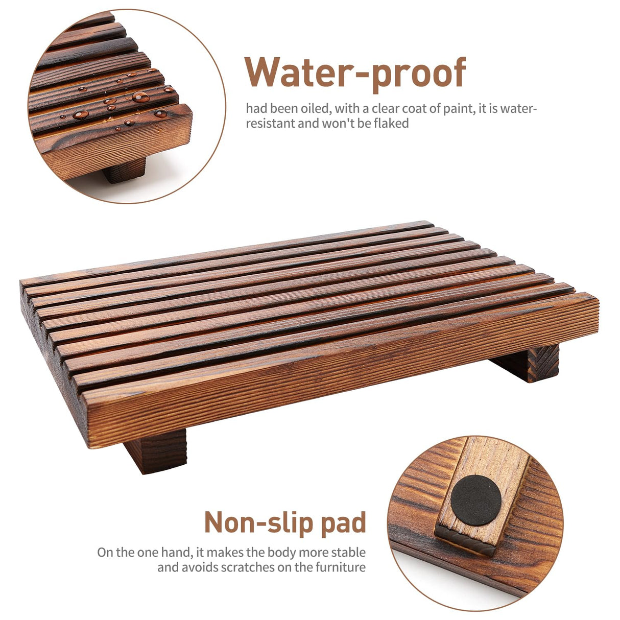 Farmhouse Bathroom Counter Organizer Wooden Display Pedesta Stand Small Kitchen Countertop Trays Decorative Wood Riser Dish Soap Dispenser Holder for Bathroom Decor Sink Accessories Vanity Tray Renawe