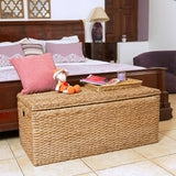 Wholestory Collective Wicker End of Bed Bench Rattan Storage Trunk and Chest Seagrass XL Organizers with Lid, Rattan Coffee Table Ottoman With Storage Handwoven Box (Extra Large) Wholestory Collective