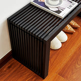 Versatile Wooden Slatted Bench - Sleek Modern Design for Dining, Entryway, Bedroom - Indoor Use with Storage Capability for Home, Kitchen, Bathroom & Beyond (Black) Berkvee