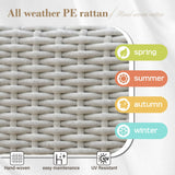 Sophia & William Outdoor Patio Furniture Sets, 5-Piece All-Weather Patio Conversation Set, High Back Wicker Rattan Setional Sofa with Large Single Sofa Chairs, Ottomans & Wooden Coffee Table (Beige) Sophia & William