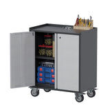 Aobabo 2 Door Tool Cabinets for Garage, 35.4 Inches Lockable Garage Storage Cabinet, Locking Metal Storage Cabinet with Wheels, Rolling Tool Chest, Assembly Required, Black/Gray Aobabo