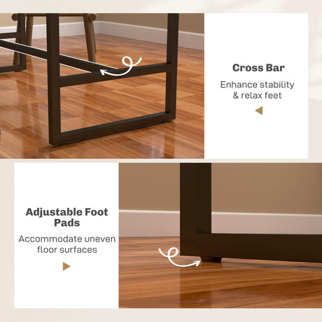 HOMCOM 70" Long Counter Height Table with Charging Station, Industrial Style Rectangular Bar Table with Steel Frame for Dining Room, Kitchen, Rustic Brown HOMCOM