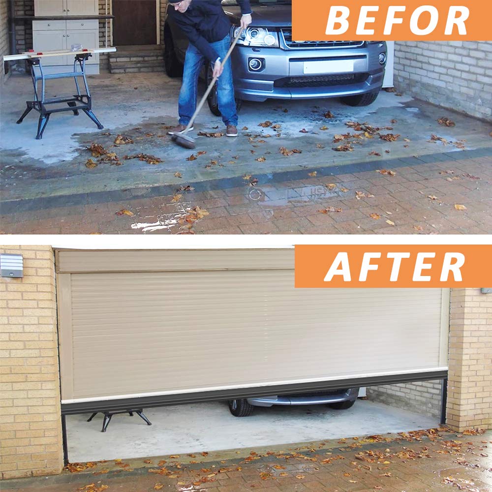 Garage Door Seals Bottom Rubber with Pre-drilled Aluminum Track Retainer Base Kit,Heavy-Duty U Shape +O Ring Combination Garage Door Weather Stripping Kit (10Ft, Black) DGSL