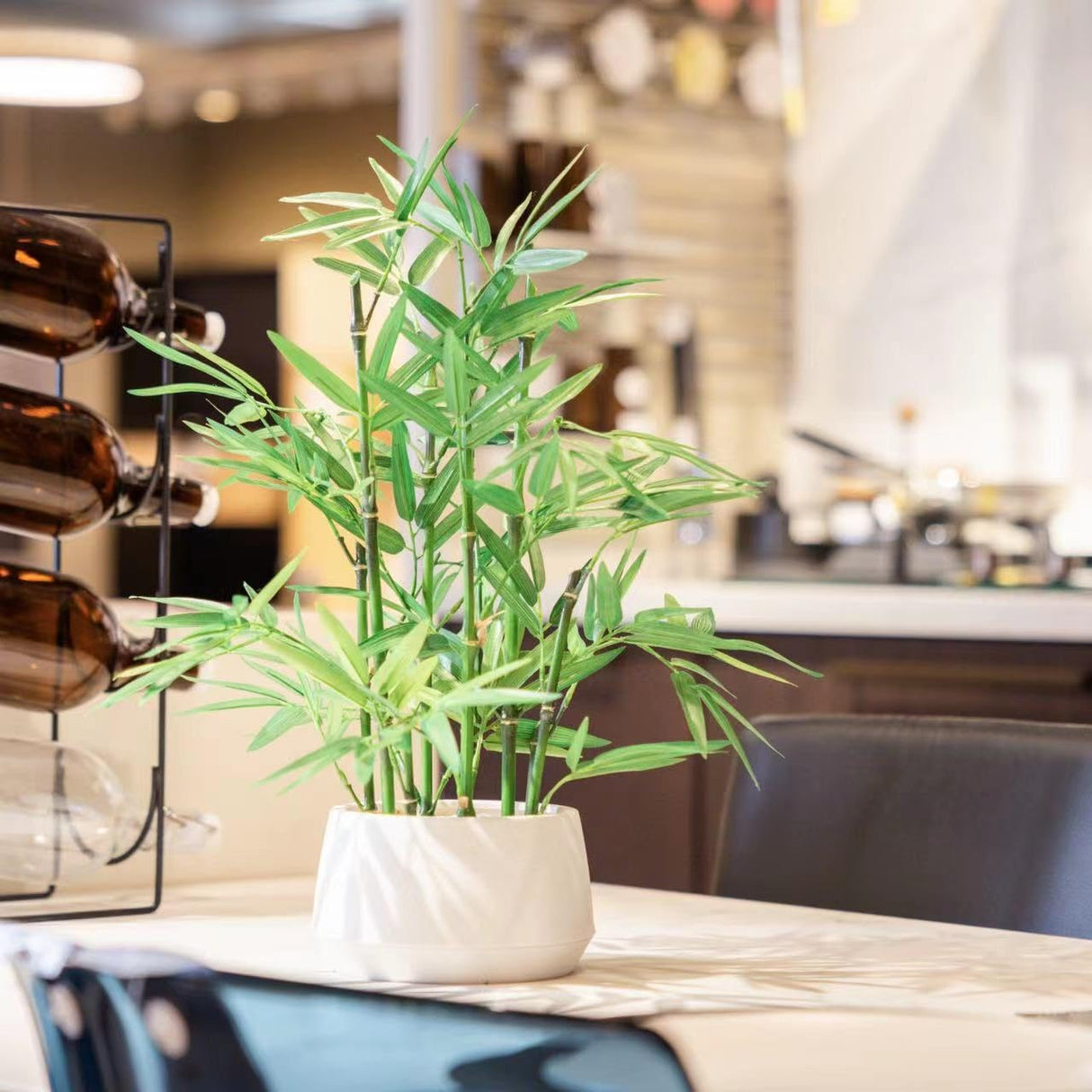 365 Blooming Decor 18 inch Tall White Potted Faux Bamboo Plant- Luxury Artificial Bamboo Tree in White Pot for Home, Office, Kitchen, Counter Top, Indoor Decor, Money Tree, Lucky Bamboo Tree. 365 BLOOMING DECOR INC.