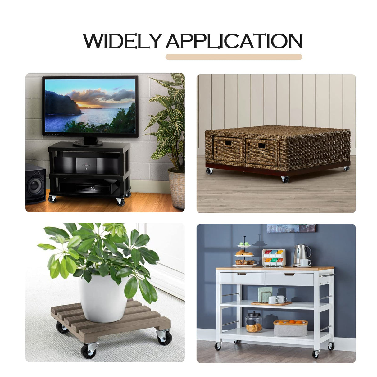 Luomorgo 1 inch Dia Swivel Caster Wheels Rubber Base with Rectangle Top Plate & Bearing Heavy Duty 8pcs Luomorgo