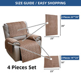Eismodra Recliner Chair Covers,Recliner Covers That Stay in Place,Washable Recliner Slipcover for Large Recliner 3 Seater Sofa Couch Living Room Loveseat,Light Brown Set (4 Pieces) Eismodra