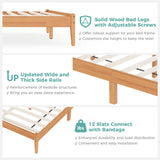 MORDEER Solid Wood Queen Bed Frame, Malaysian Oak Platform Bed with Ladder Headboard, Modern Bedframe with Elevated Bed Legs, No Box Spring Needed, Noise-Free, Queen Size, Rustic Pine MORDEER