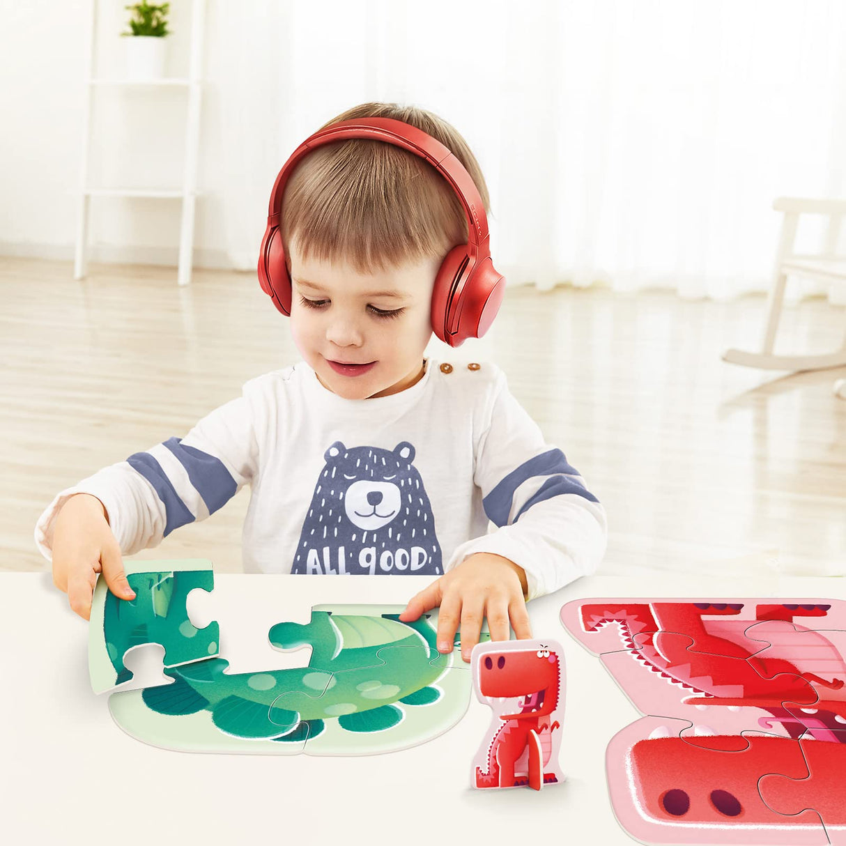 Toi 6 Packs Large Piece Toddler Jigsaw Puzzles for Kids Aged 2.5+, Animal Shaped Floor Puzzles for Beginner, Preschool Learning Game for Boys Girls, Dinosaur Toi
