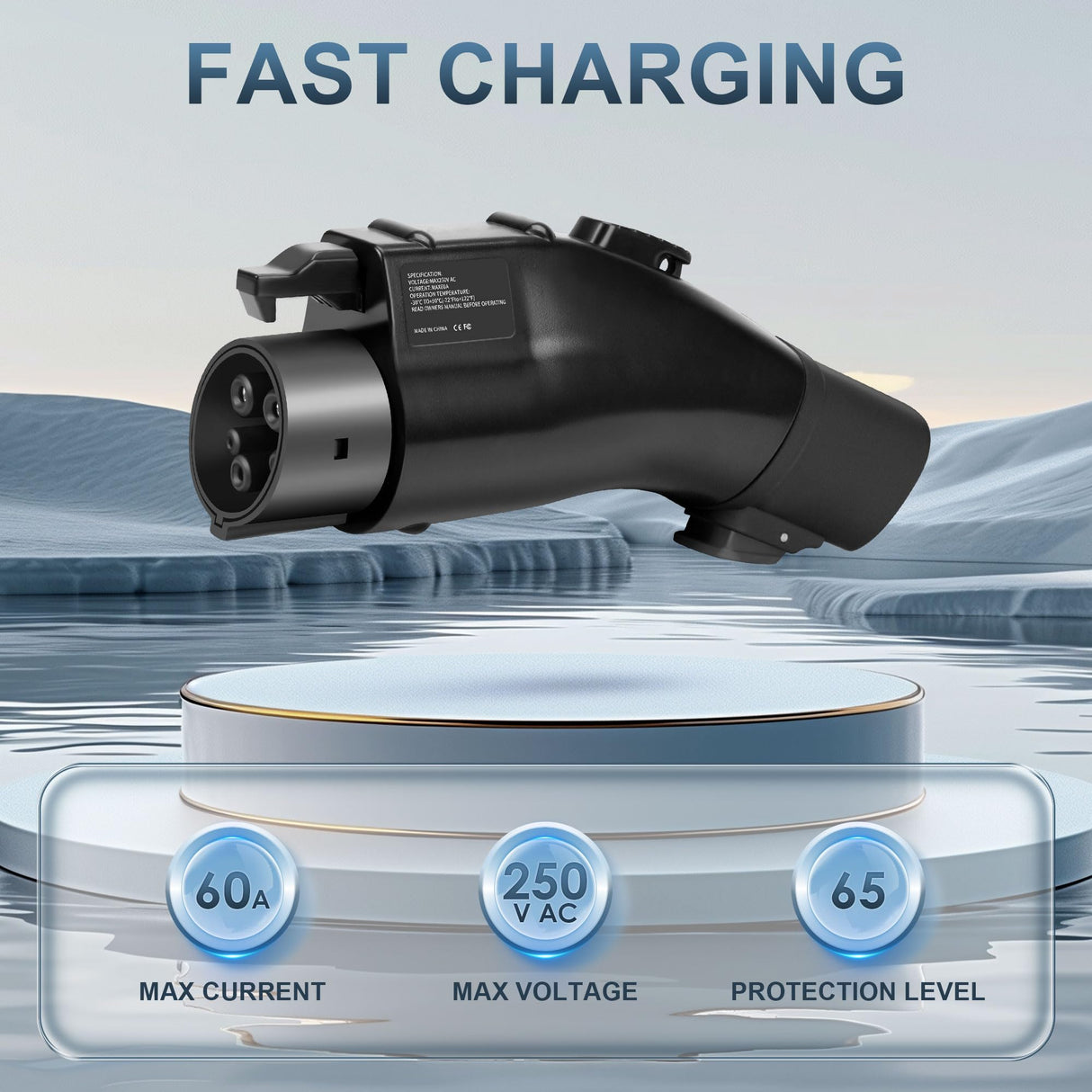 EV Adapter for Tesla to J1772, Up to 60Amp 250V Tesla Charger Adapter for All J1772 EVs, Compatible with IP65 Tesla High-Power Connectors, Destination and Mobile Chargers, Safety Lock KTOEBYCO