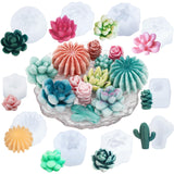 EuTengHao Succulent Silicone Molds, 3D Flower Resin Mold for Candle Soap Cake Decoration Making, Plant Flower Wax Scented Candle Soap Silicone Molds (10Pcs) EuTengHao