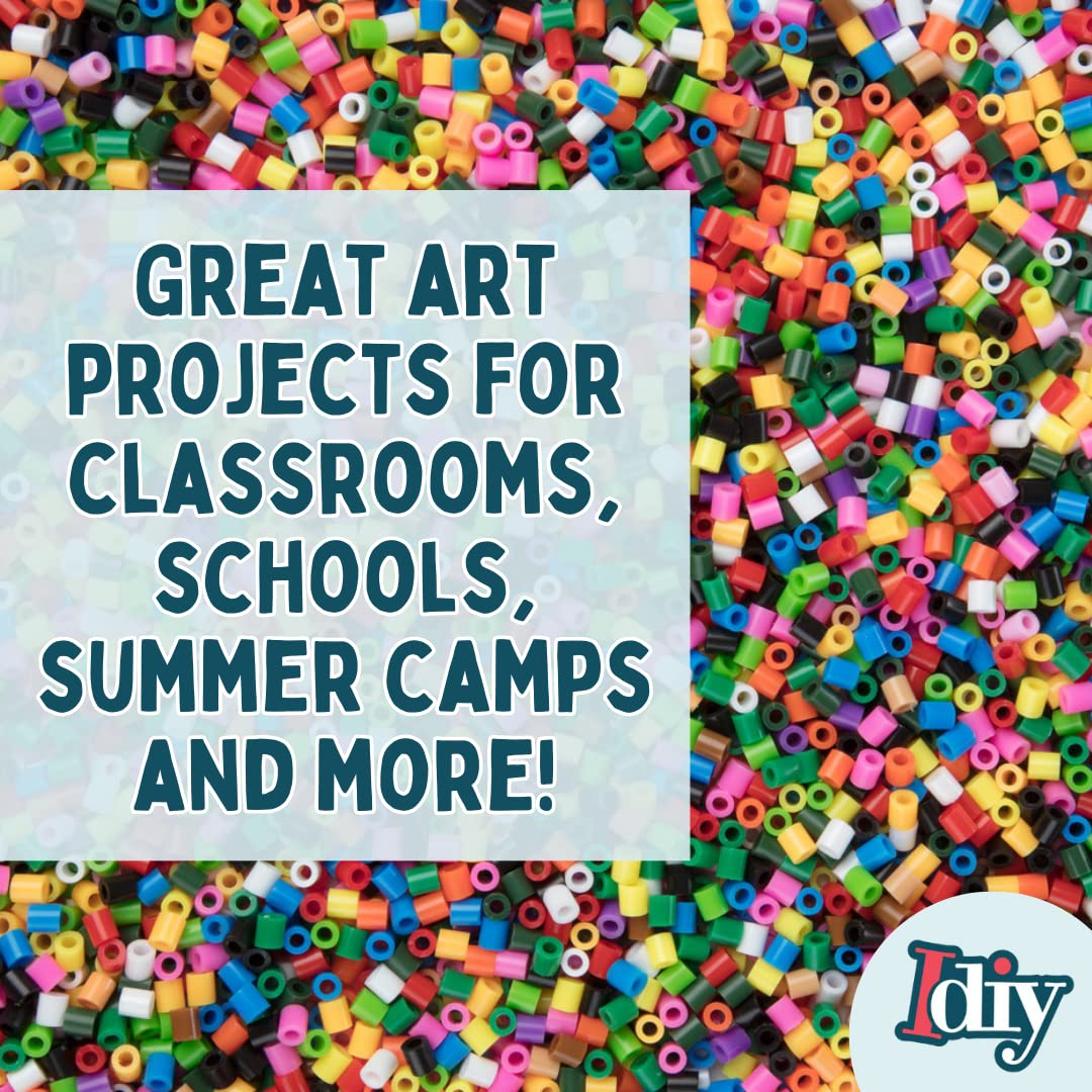 10,000pc DIY Fuse Bead Kit w Carrying Case - Fun Foods - 22 Colors, 12 Unique Templates, 4 Peg Boards, Tweezers, Ironing Paper, Case - Pixel Art Color by Numbers Craft Gift SCS Direct