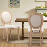 SoarTalent Upholstered Dining Chairs Set of 2 French Country Oval Fabric Back Kitchen Side Chair with Wood Legs for Dining Room, Kitchen, Restaurant(Beige-Fabric) SoarTalent