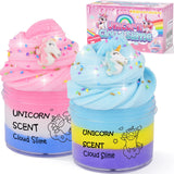 2 Pack Unicorn Cloud Slime Kit, Kids Slime, Toys for Ages 6-8 8-13 Girls and Boys, Party Favors Girl Birthday Gifts for 4 5 7 9 10 11 12 Year Old Cute Stuff Stocking Stuffers Keemanman