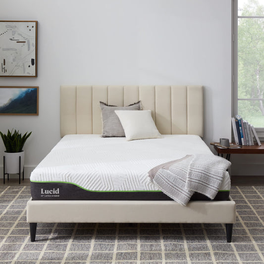 LUCID 10 Inch Latex Hybrid Mattress - Responsive Latex Foam and Encased Springs - Medium Firm Feel - Motion Isolation - Edge Support - Gel Infused - Pressure Relief - Bed in a Box - Twin XL Size