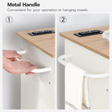 HOOBRO Kitchen Island with Power Outlet, Kitchen Storage Island with Spice Rack and Drawer, Rolling Kitchen on Wheels, for Home, Dining Room, Natural and White HOOBRO