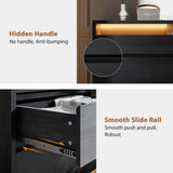 Jocoevol Modern LED 6 Drawer Dresser for Bedroom, Large Chest of Drawers with Hidden Handles, Long Double Wooden Dresser Closet for Living Room, Entryway, Hallway (Black) Jocoevol