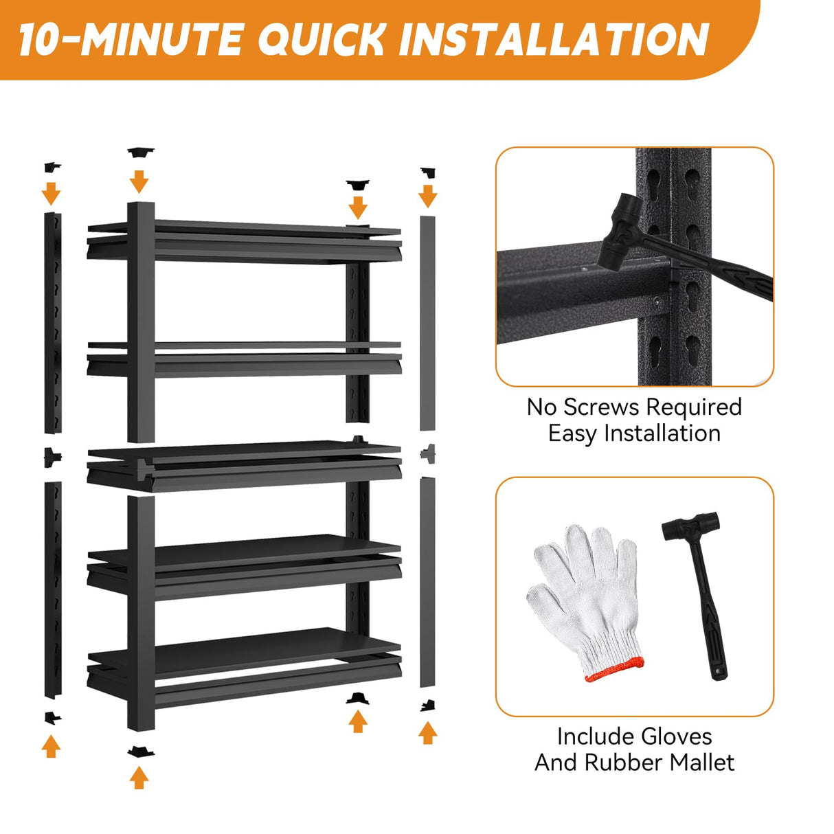 CRPDY 72" H Garage Shelving 2500LBS Heavy Duty Storage Shelves Adjustable 5 Tier Metal Shelving Unit for Industrial Garage Basement School Warehouse, 18" D x 39.4" W x 72" H, Black CRPDY