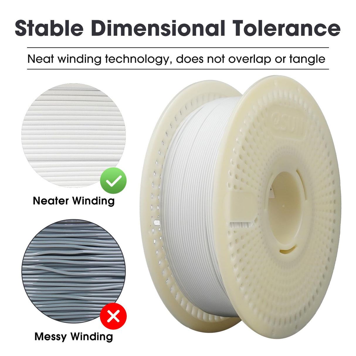 eSUN Basic PLA Refilament 1.75mm and Upgarded eSpool+ Set, Reusable and Removable Filament Spool Replacement with 3D Printer Refill Basic PLA, 1KG Spoolless 3D Printing Filament, White eSUN