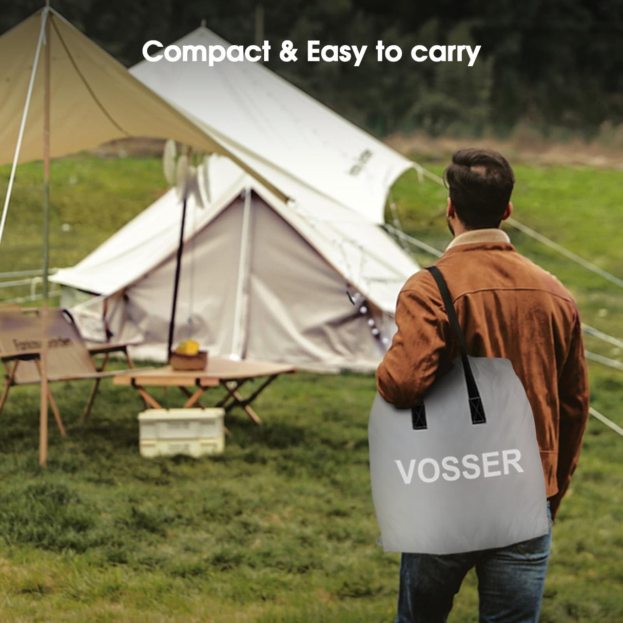 VOSSER Air Mattress Full with Built in Pump,18''Inflatable Mattress of Upgraded Vertical Beams,Self Inflatable/Deflation Blow Up Mattress in 3 Mins,Flocked Top Airbed with Carry Bag for Home, Camping VOSSER