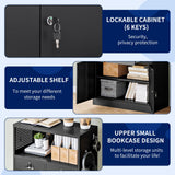 Yizosh Locking Cabinet with 2 Drawers, Metal Storage Cabinet with Locking Doors and Shelves - 41.3" Steel Lockable Storage Cabinet, Metal Cabinet for Home Office, Garage, School (Black) Yizosh