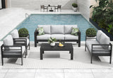 Vakollia 5 Pieces Modern Aluminum Patio Furniture Set, Outdoor Conversation Sets Metal Sectional Sofa with Coffee Table Vakollia