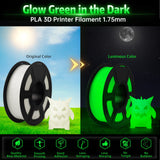 SUNLU Glow in The Dark PLA Filament, Neatly Wound Luminous PLA 3D Printer Filament 1.75mm Dimensional Accuracy +/- 0.02mm, Fit Most FDM 3D Printers, 1kg Spool (2.2lbs), (White PLA, Glow Green) SUNLU