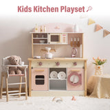 ROBUD Play Kitchen for Kids Toddlers, Wooden Play Kitchen with Realistic Accessories, Toy Kitchen Set with Plenty of Play Features, Modern Style Toy Kitchen for Girls & Boys, Gift for Ages 3+, Pink ROBUD