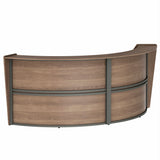 Linea Italia Curved Modern Office Desk Easy to Assembly 2 Panel Reception Counter for Lobby, Salon, 124" x 49", Walnut Linea Italia