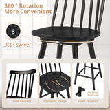 LUE BONA 360° Swivel Bar Stools Set of 4, Black Windsor Barstools, Counter Height Barstool with Spindle Back, 24 inch Farmhouse Wooden Counter Stools for Kitchen Island, Pub, Bistro, Cafe LUE BONA