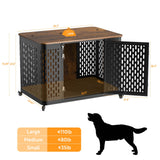ONBRILL Dog Crate Furniture for Large and Medium Dogs, 43.7 Inch Dog Crate with Cushion & Wheels, Decorative End Table Pet House for Large/Medium/Small Dog, Rustic Brown ONBRILL