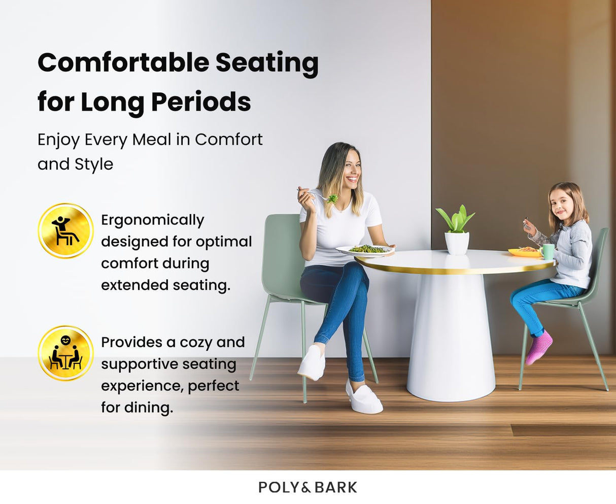 POLY & BARK Isla Modern Kitchen Chairs Set of 4 - Plastic Dining Chair with Metal Legs - Quick Assembly Simple Cafe Chairs Plastic for Indoor or Outdoor - Pistachio Green POLY & BARK