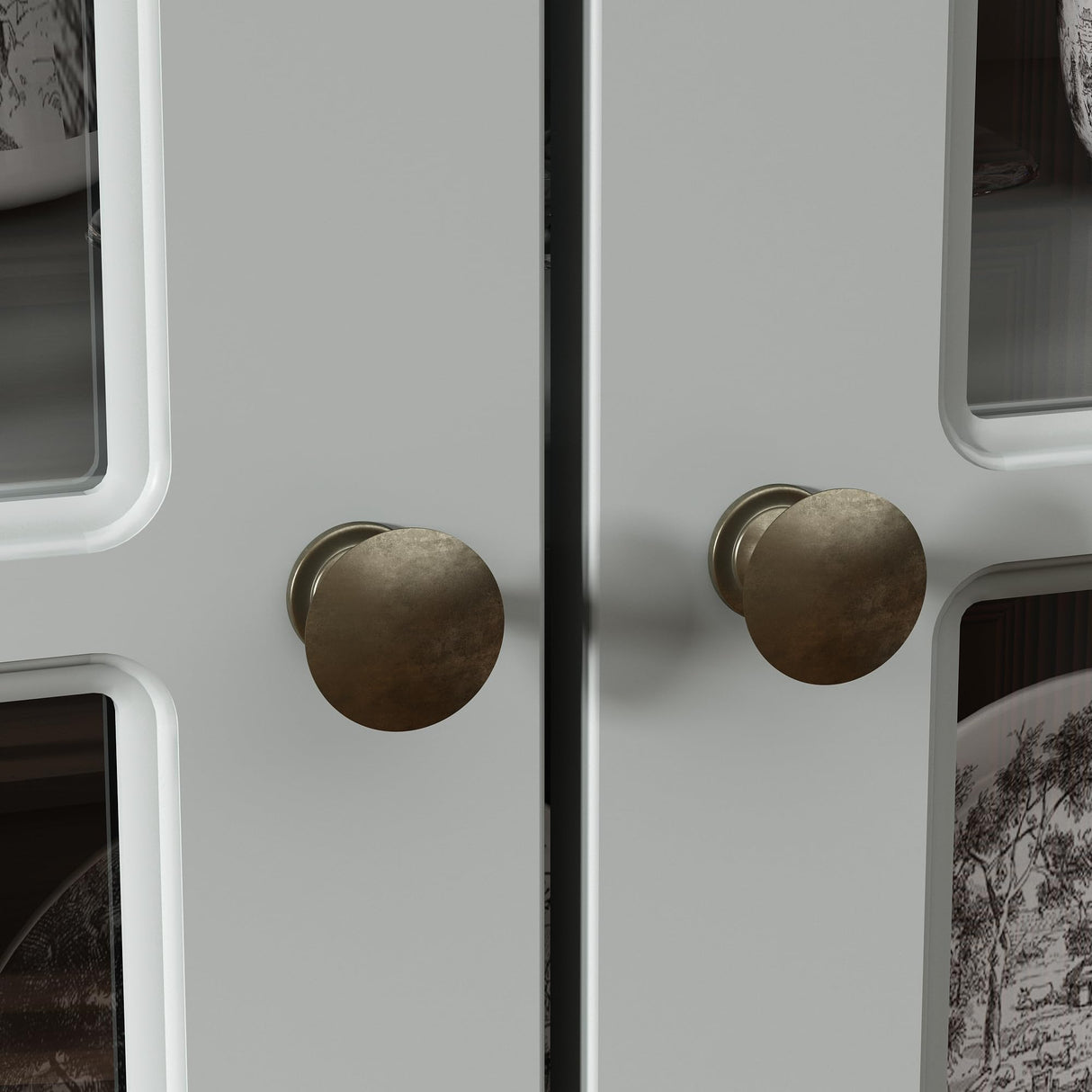 Homsee 78.7" H Bookcase Bookshelf with 8-Tier Shelves, 4 Drawers & 3 Glass Doors, Wooden Display Storage Cabinet for Home Office, Living Room, Green Grey Homsee