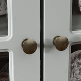 Homsee 78.7" H Bookcase Bookshelf with 8-Tier Shelves, 4 Drawers & 3 Glass Doors, Wooden Display Storage Cabinet for Home Office, Living Room, Green Grey Homsee