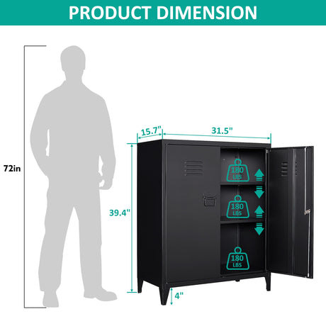 SISESOL Storage Cabinet with Doors and Shelves,40" Metal Storage Cabinet with Lock Door Adjustable Shelf,File Cabinet for Office Storage Cabinet, Home,School,Kitchen,Garage Storage Tool Wall Cabinet SISESOL