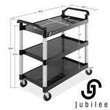 Jubilee Heavy-Duty 3-Tier Utility Service Cart with Wheels, 40.25" x 38.5" Jubilee