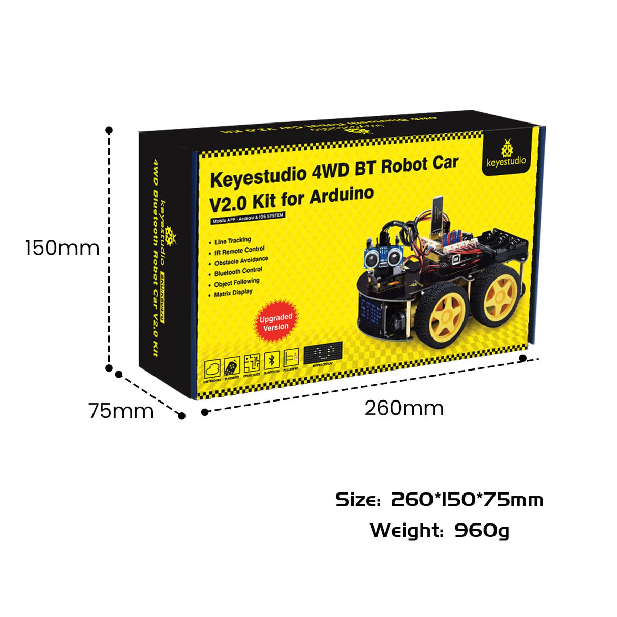 KEYESTUDIO Smart Car Robot,4WD Programmable DIY Starter Kit for Arduino for Uno R3,Electronics Programming Project/STEM Educational/Science Coding Kit for Teens Adults,15+ KEYESTUDIO