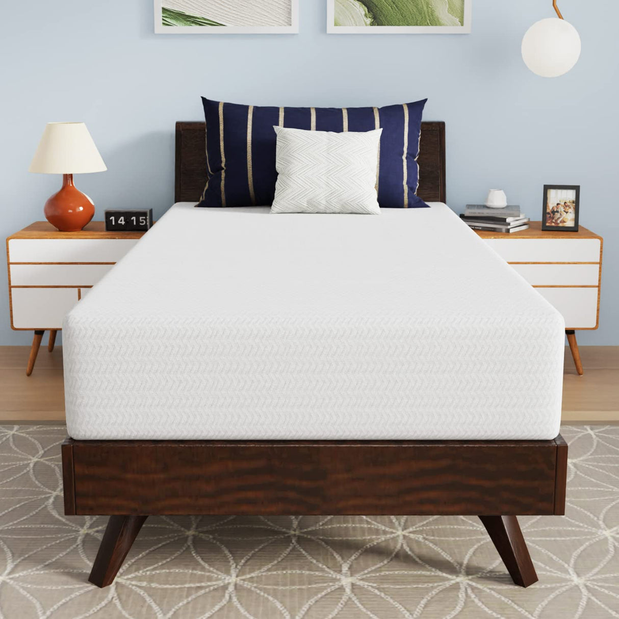 PayLessHere 10 Inch Bamboo Charcoal Gel Memory Foam Mattress CertiPUR-US Certified Removable Soft Cover Twin mattresses for Bed Frame, Bunk Bed, Trundle, Daybed,White PayLessHere