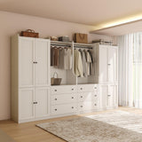 TUSY Larger Armoire Wardrobe Closet with 2 Hanging Rods & 8 Doors, 81.9" Tall Wardrobe Closet Cabinet with 6 Drawers, Modern Clothes Storage Cabinet, 81.9”H x 19.7”D x 126”W, DCCD TUSY
