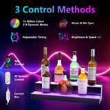 Leekimid Led Lighted Liquor Bottle Display Shelf, 24 Inch 2 Tier Whiskey Rack, Support USB, Bar Stand with RF Remote & App Control, Illuminated Acrylic Lighting Shelves for Home Bar, Party Leekimid