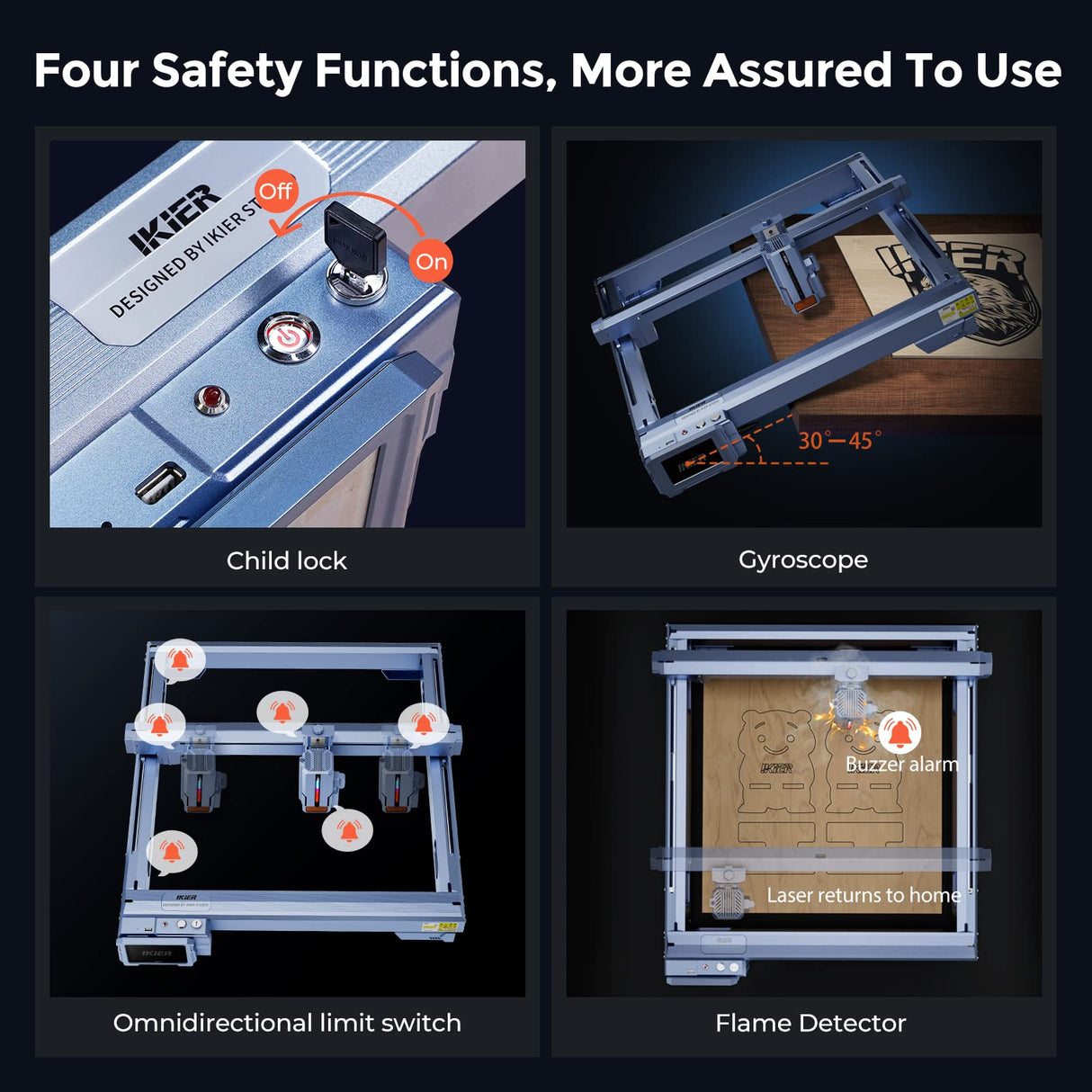 IKIER K1 Pro Laser Engraver with Air Assist 24000mW Laser Cutter DIY Laser Engraving Machine for Wood, Metal, Craft Paper, Acrylic, Leather IKIER