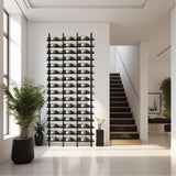 amhricho Wall Mounted Wine Rack, H 94.5INCH, 16 Rows, Black 48 Bottle, Metal Wine Bottle Holder for Home Bar, Wine Kitchen Storage (Black, 3 Columns) amhricho