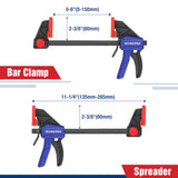 WORKPRO 6" Bar Clamps for Woodworking 2-Pack, Quick-Release Wood Clamps/Spreader Light Duty, One Hand F Clmaps 150 LBS Load Limit, Ideal for Woodworking and DIY Projects WORKPRO